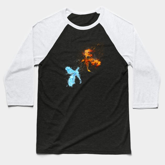 Ice and Fire Baseball T-Shirt by Buggy